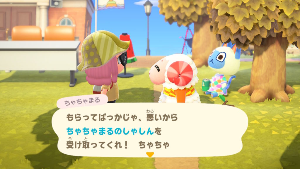 あつ森 ちゃちゃまるからしゃしんを貰う