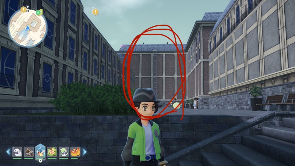 長いハシゴをのぼる