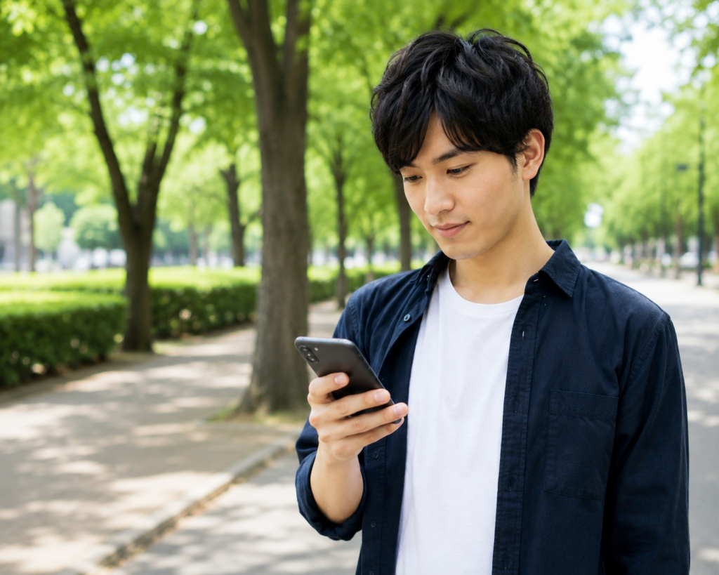 ポケモンGOしている男性