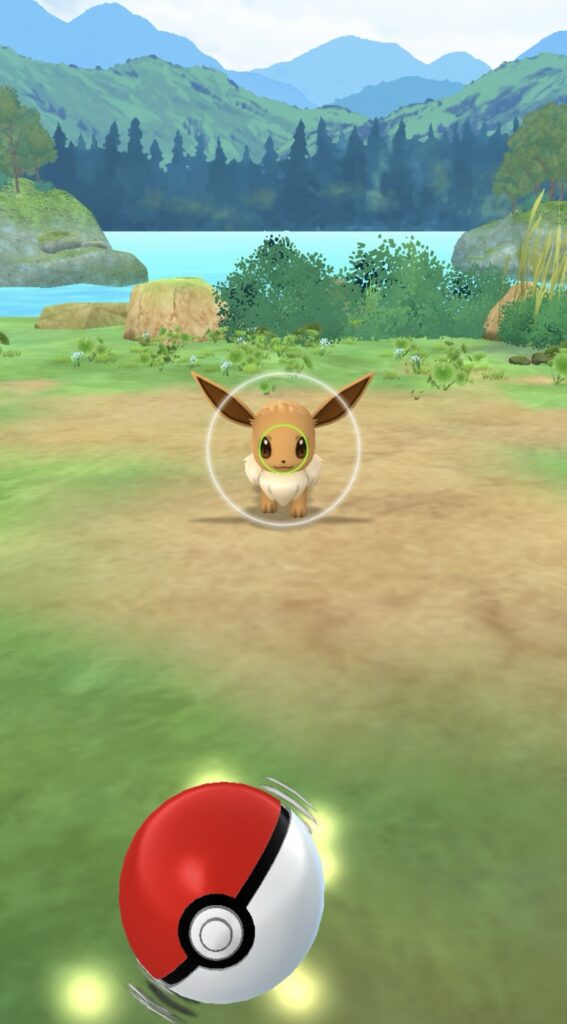 ポケモンGOイーブイの捕獲画面