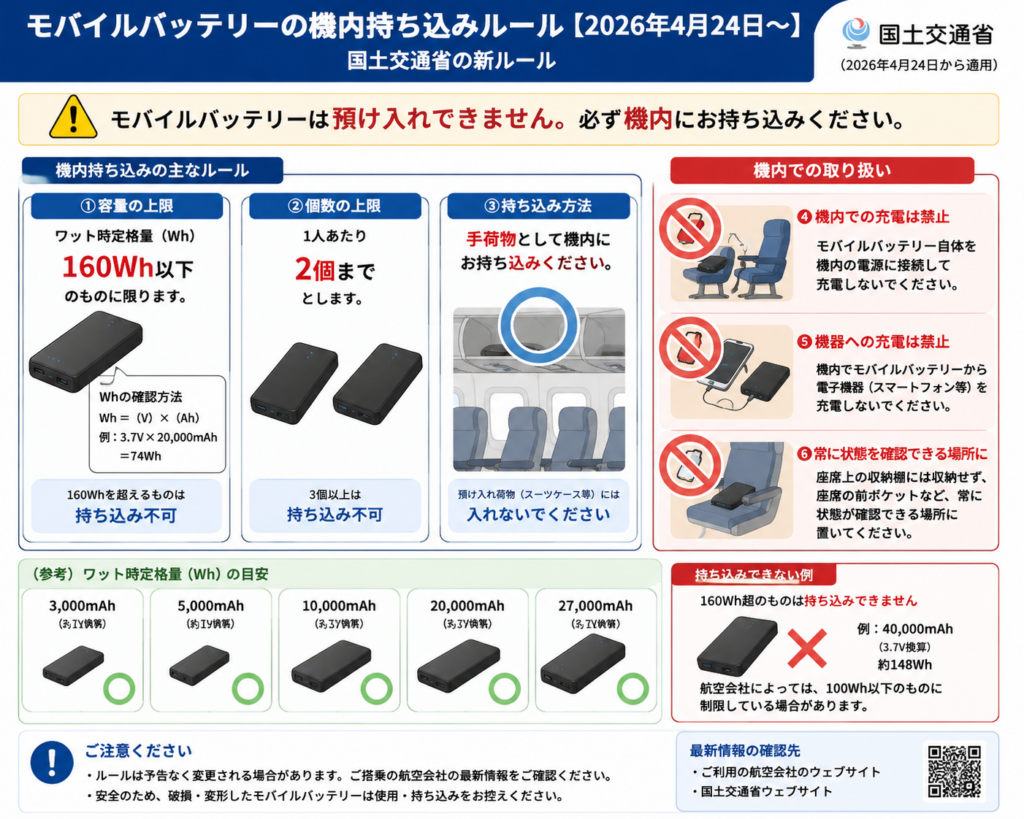 モバイルバッテリー機内持ち込みルール