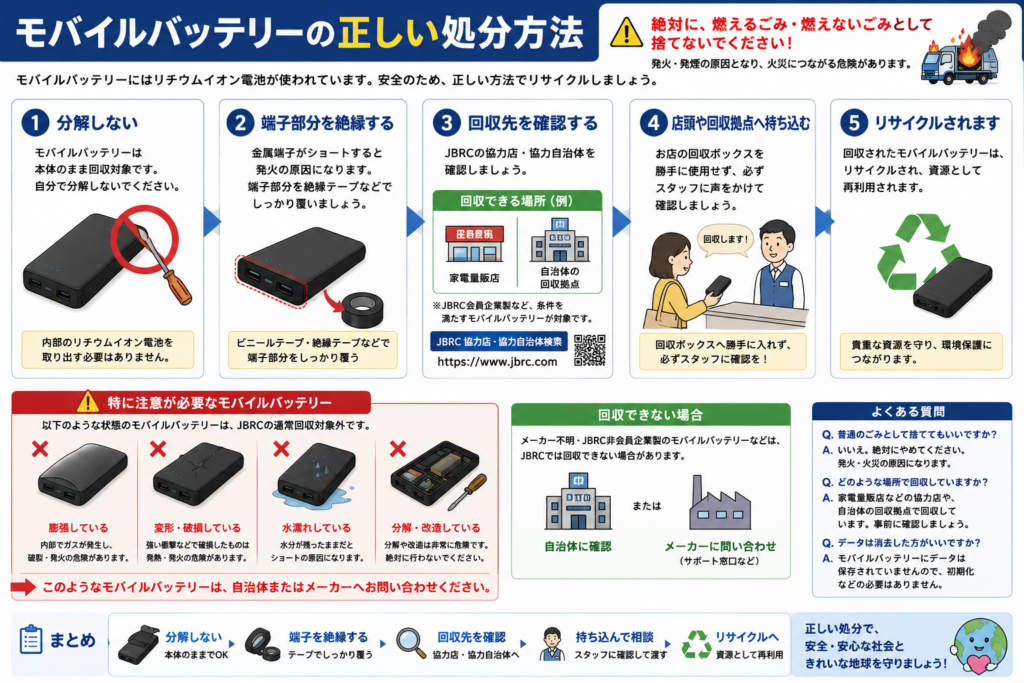 モバイルバッテリー処分方法