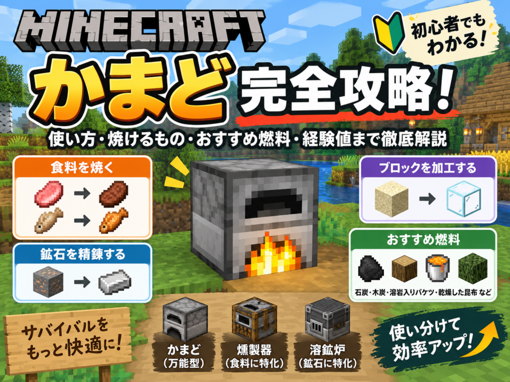 マイクラ 統合版 かまど 完全攻略