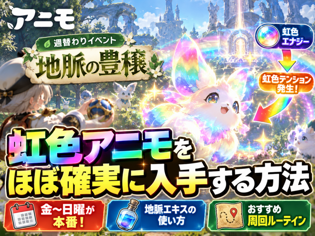 アニモ 週替わりイベント 地脈の豊穣 虹色アニモを毎週ゲットする方法